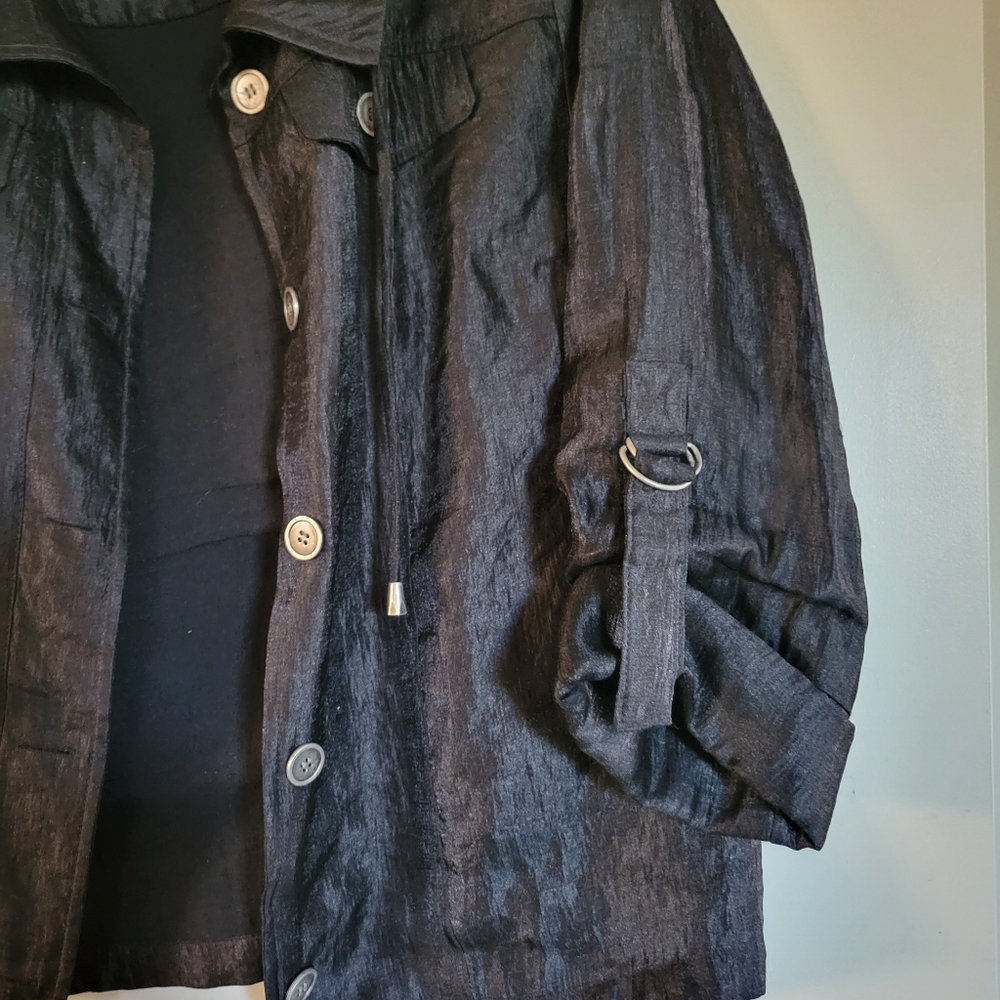 Notations Textured Shimmer Utility Jacket | Roll … - image 8